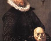 弗朗斯 哈尔斯 : Portrait of a Man Holding a Skull